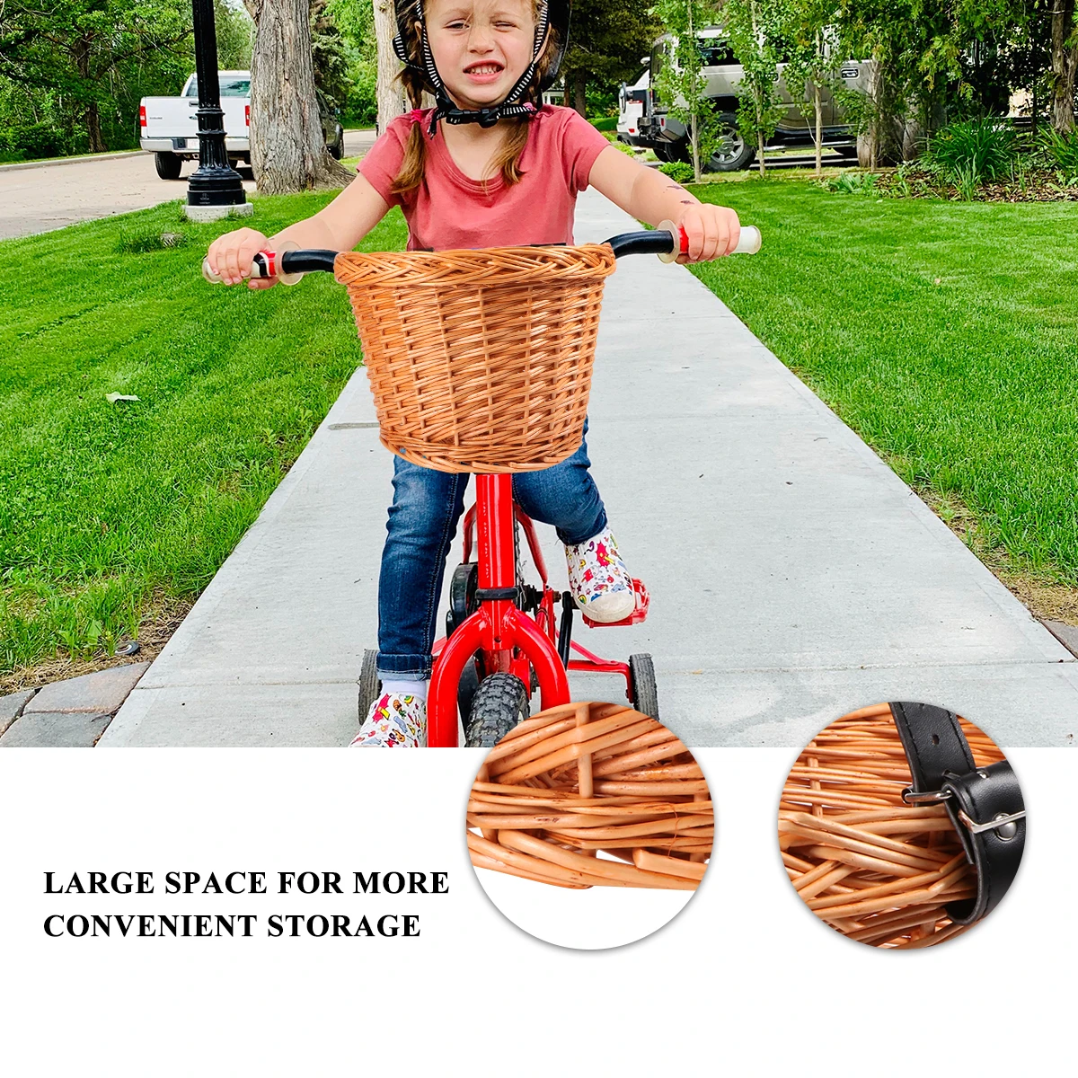 

Wicker Bicycle Basket Durable Willow Large Space Front H Kids Decor Bike Rack Storage Cycling Accessories