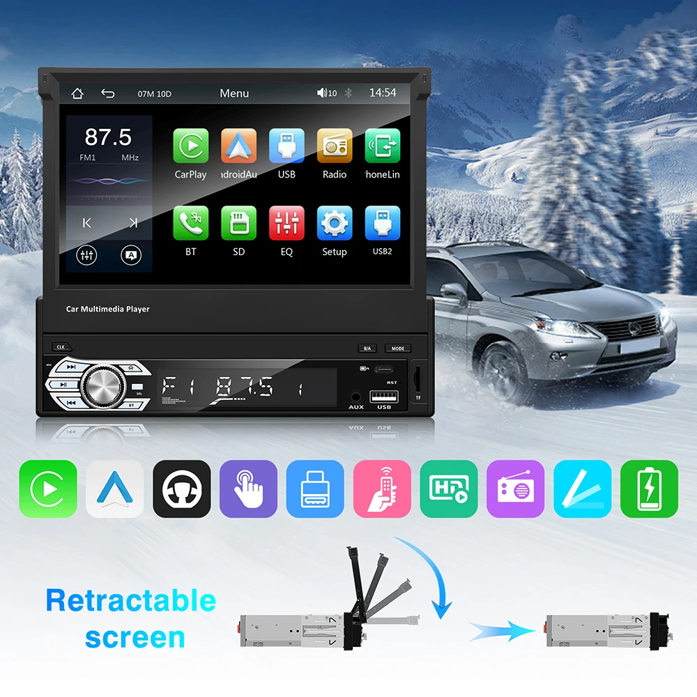Universal 1 Din Car Radio Stereo 7