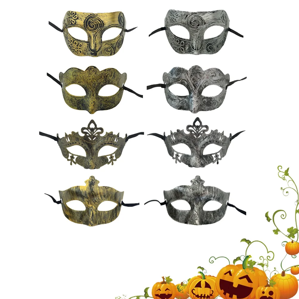 

8 Pcs Costume Accessories Vintage Decor Half Face Mask Halloween Role Play Party Miss