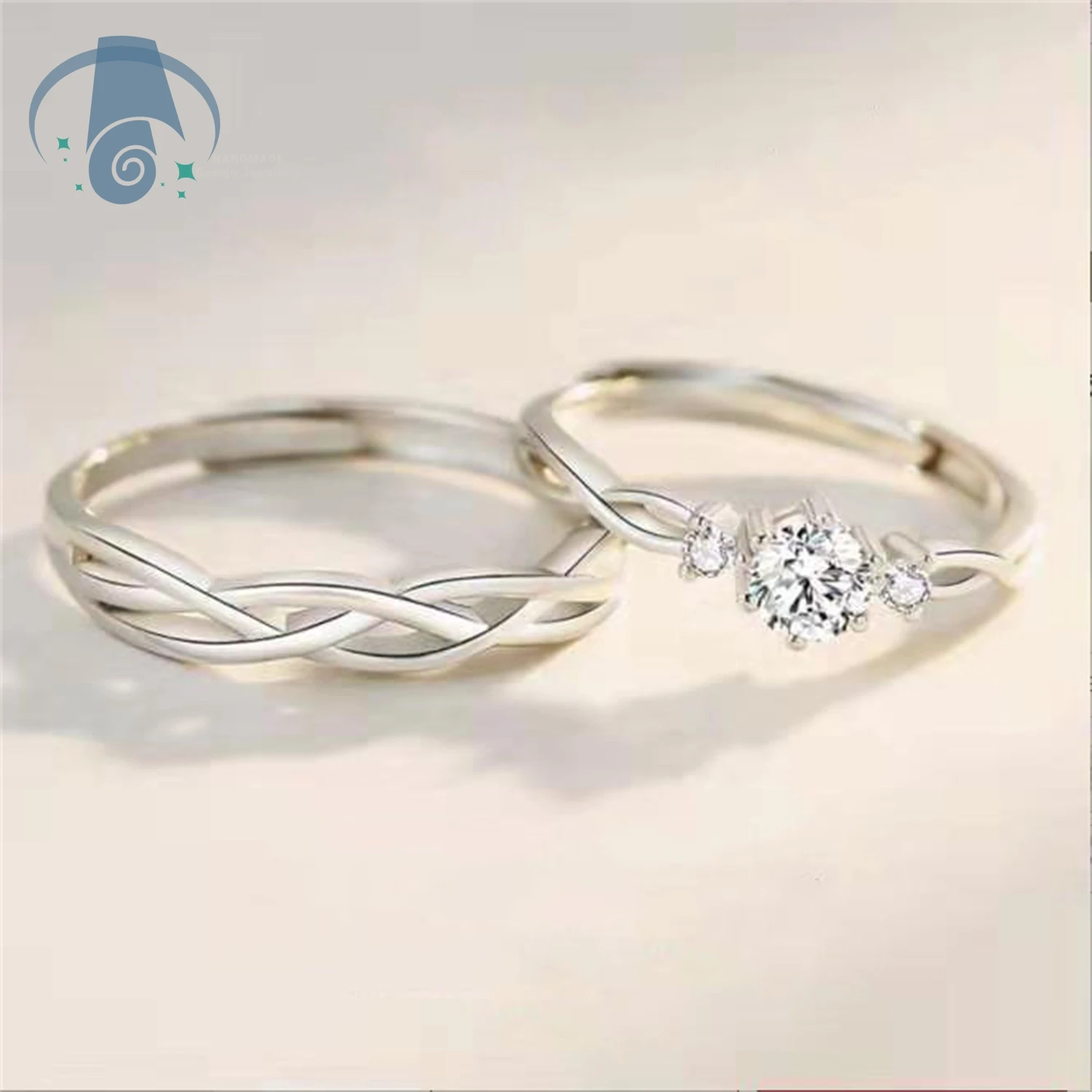 Rose Gold Matching Couple Rings Minimalist Unique Band Set Romantic Anniversary Promise Gifts for Lovers Wedding Day His and Her