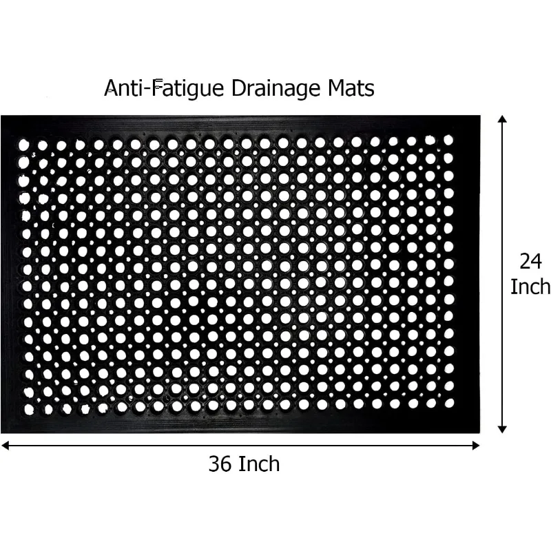 Rubber Doormat - 2 Pack Non Slip Anti Fatigue Indoor Outdoor Rubber Floor Mat - Heavy Duty Commercial Kitchen Mat