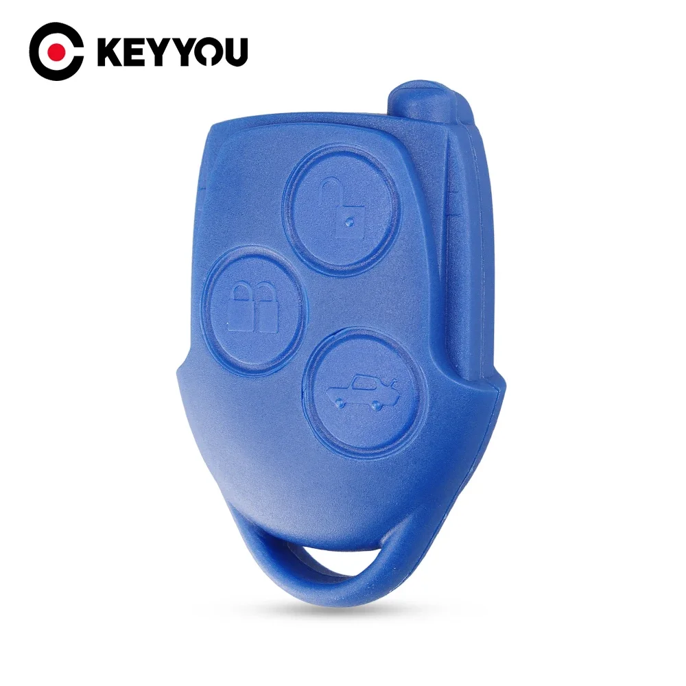 KEYYOU 3 Buttons For Ford Transit Connect Set Remote Car Key Shell Replacement Blue Auto Key Case Cover