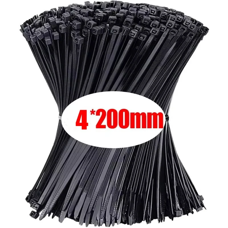 1000/100 Stück Nylon-Kabelbinder, selbstverriegelnde Kabelbinder, verstellbare Kabelbefestigungen, Kunststoffklemmen, hitzebeständige Drahtbinder