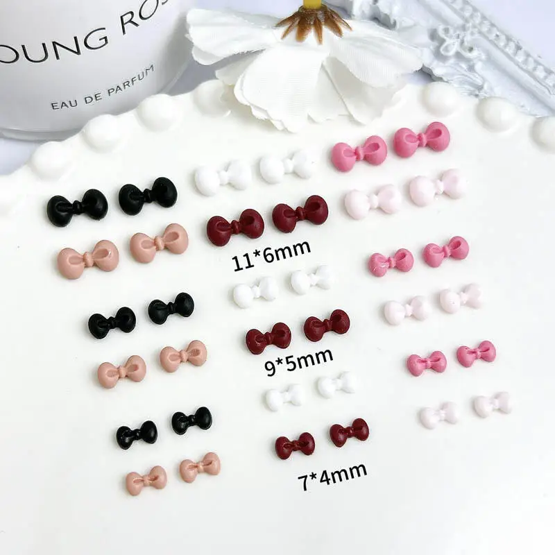 50PCS Random Mixed Size Bows Nail Art Charms Solid Color Frosted Bowknots Ties Nail Decorations Handmade DIY Manicure Supplies