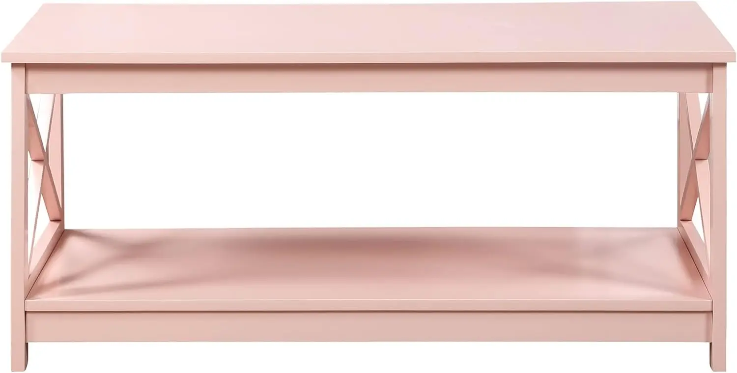 Rectangular Manufactured Wood Coffee Table,2 Tiers of Spacious Shelving,Multiple Colors