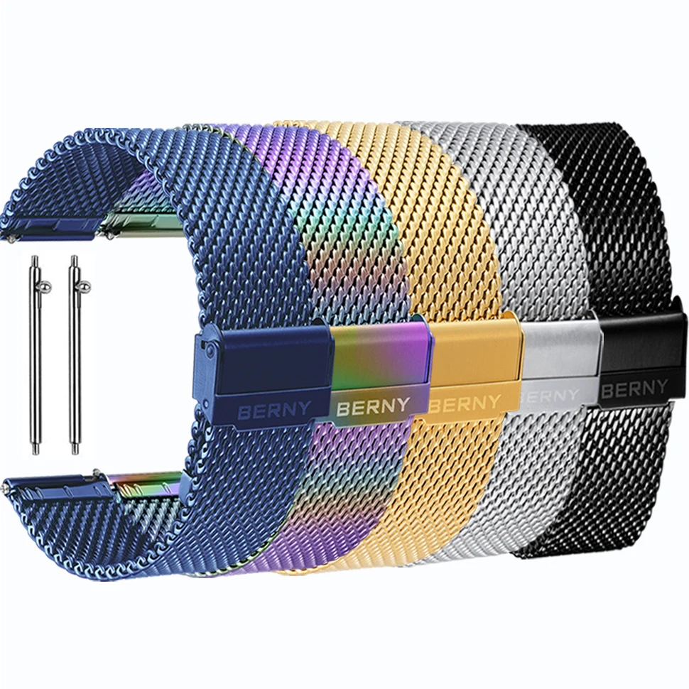 18-24mm Quick Release Watch Strap Stainless Steel Milanese Band Mesh Waterproof Watch Accessories Colorful Bracelet Watchbands