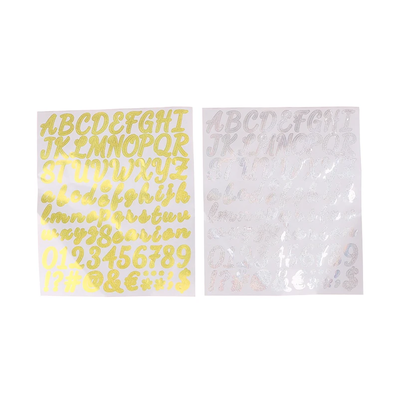 2 Sheets Laser Alphabet And Number Stickers Gold&Silver Letter Stickers For Grad Cap Decoration And DIY Crafts Making Supplies