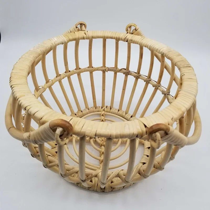 Newborn Photography Props Retro Rattan Basket Chair Infant Photo Baby Girl Boy Posing Bed Background Photography Accessor