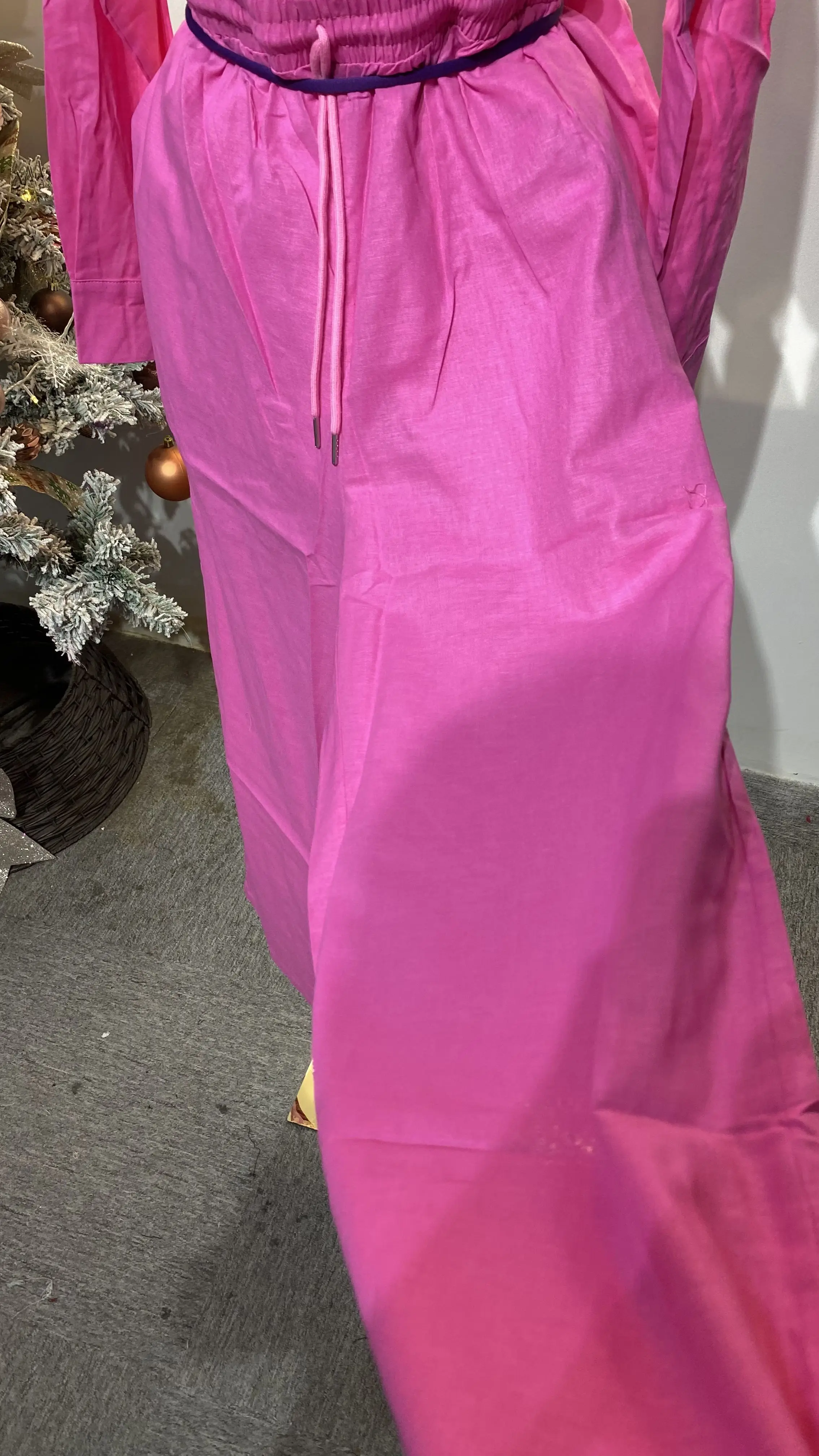 European-style casual and elegant long-sleeved shirt dress with halter waist for women.-GZXX247