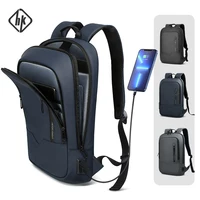 Mochila delgada HK para hombre, bolsas para ordenador portátil de 15,6 pulgadas, mochila de negocios minimalista impermeable con carga USB, bolsa de trabajo de viaje informal