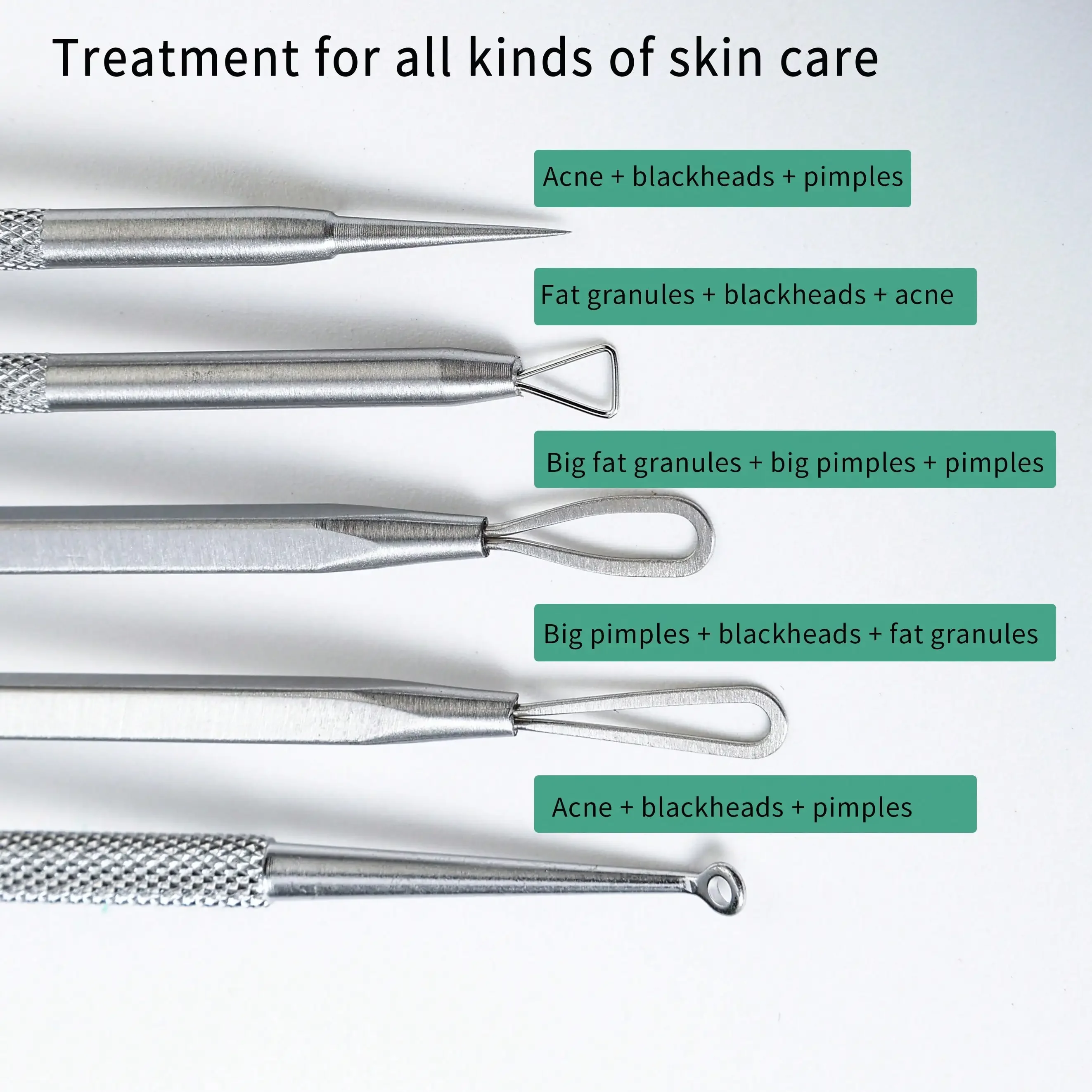 Kit de ferramentas removedor de acne de poros cravo de aço inoxidável, conjunto profissional de cuidados de limpeza facial com caixa de armazenamento, extrator de cravo