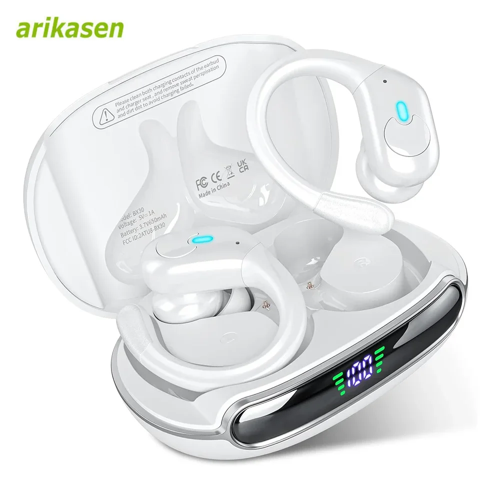 

Arikasen Headphones Wireless Earbuds Sport Bluetooth 5.3 Ear Buds Over-Ear 3D Stereo Headset with Earhooks 60H Wireless Earphone