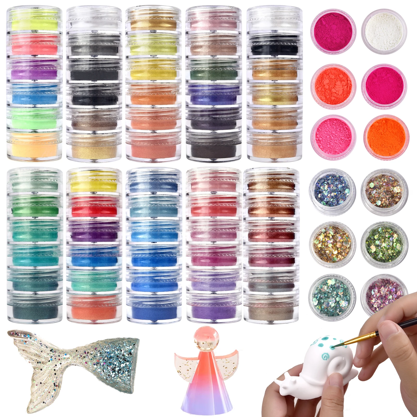 

6Colors/Set Pearlescent Powder Resin Pigment Mica Mineral Powder Dye DIY Epoxy Resin Jewelry Making Nail Art Decor Makeup