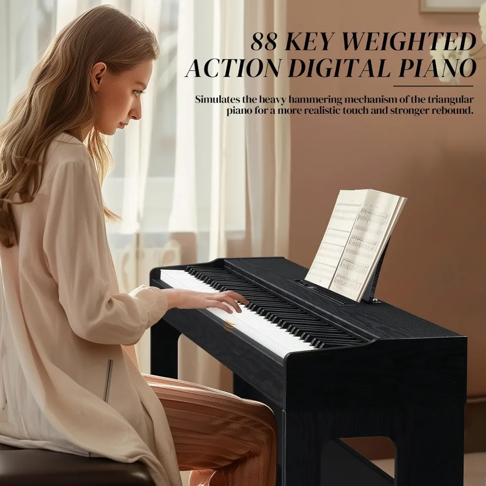 Digital Piano 88-Key Weighted Action Electric Piano with 3-Pedal Unit, Double Bluetooth, Split/Touch/Transpose Control Functions