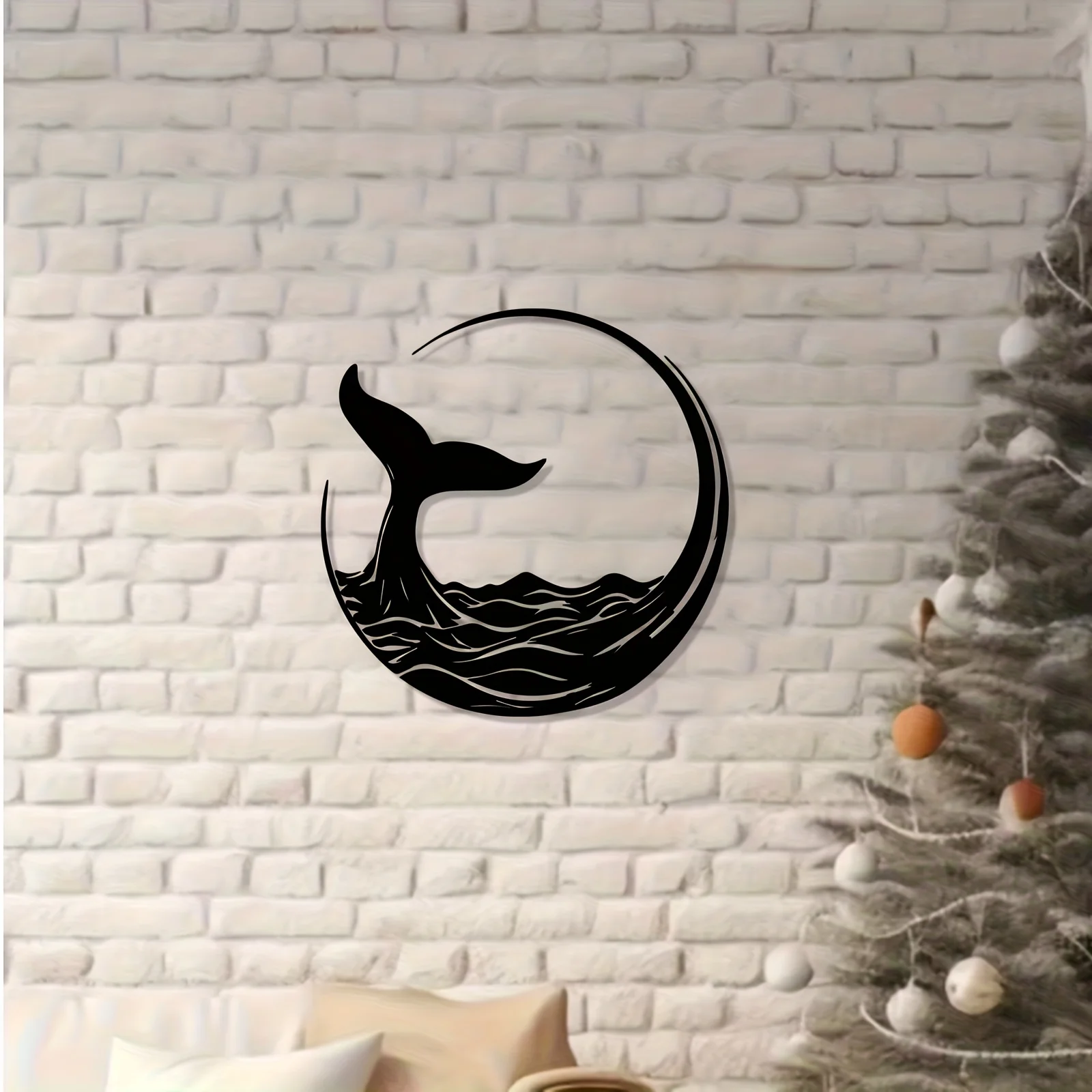 1pc Modern Whale Tail Metal Wall Art, Rust-Resistant Iron Sculpture, Ocean Style Mural for Bedroom Garden Fence