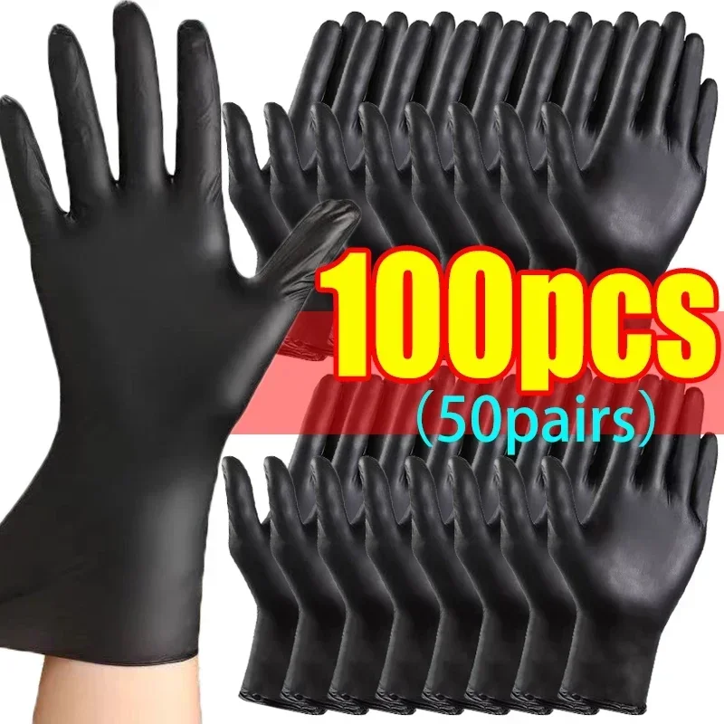 Gants en PVC noir NitCarter, poulet 007, travail, vaisselle, lavage, ménage, livres, sécurité, outils de cuisine, 100-1 pièces