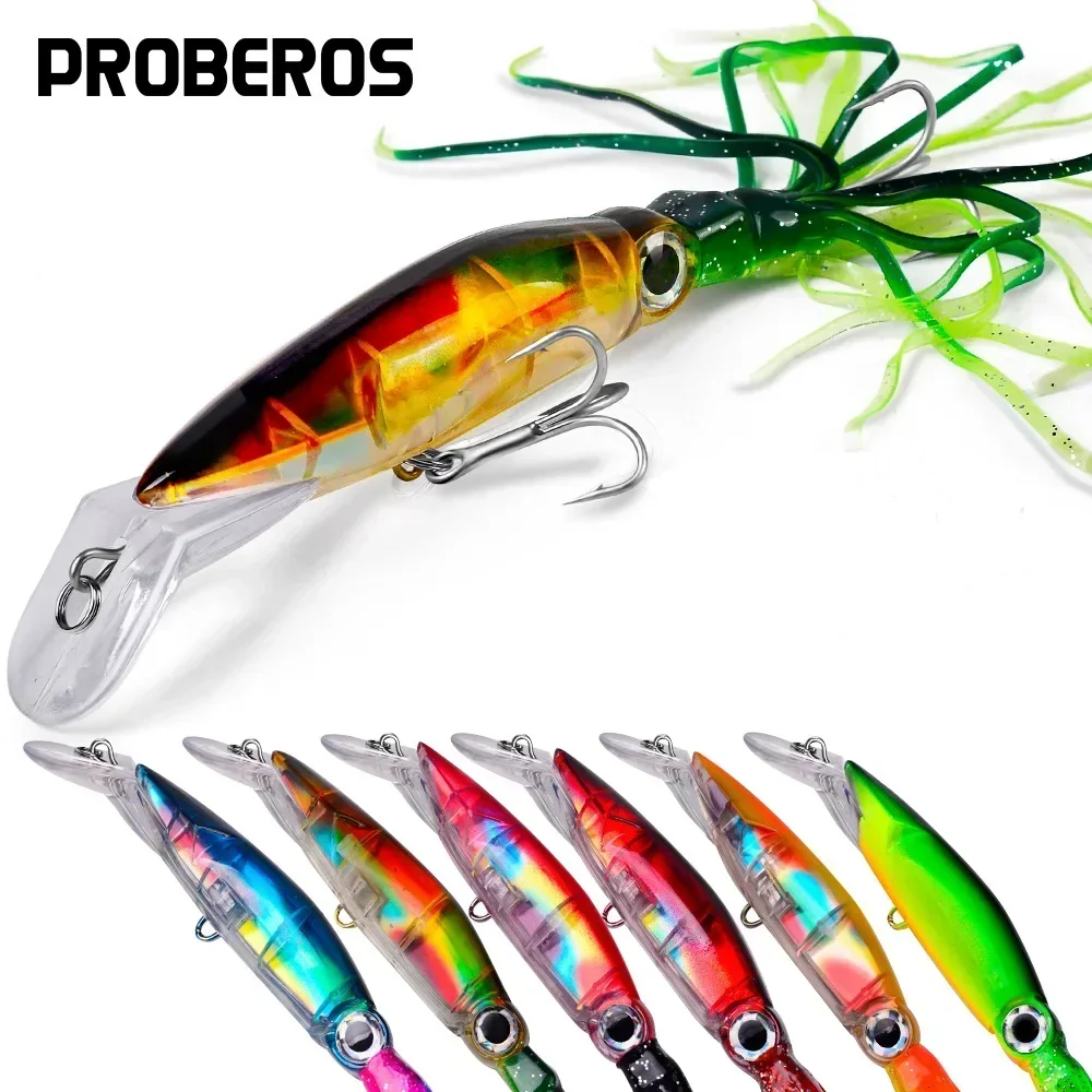 

1 PC 40g 14cm Sea Fishing Long Shot BigOctopus Squid Bait Luya Bait Fake Bait WithBeard Plastic Squid