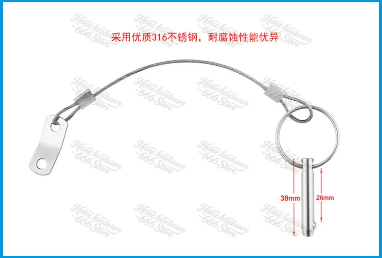 316 Stainless Steel Marine, Spring Steel Ball Pin, Yacht Hardware Accessories, Safety Stop Quick Pin