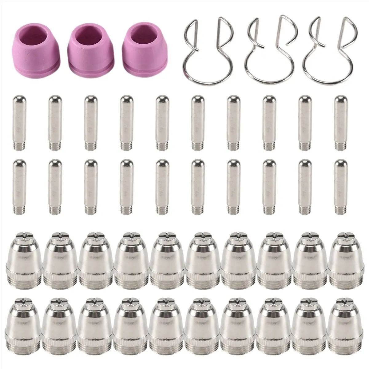 L63A 46PCS for -55 -60 WSD-60 Plasma Cutter Consumables Kit Plasma Cutting Torch Tip Nozzles Electrodes Shield Cap 1.0mm