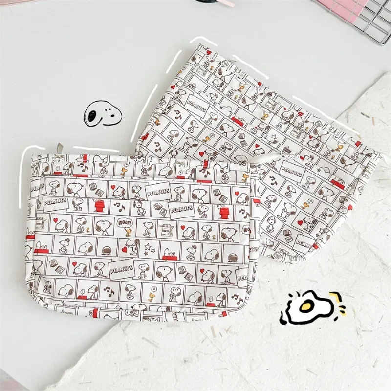 Snoopy File Folders Cartoon Mini Tablet Keypad Storage Bags Cosmetic Bag Student Stationery Organizer Pouch Zipper Document Bag