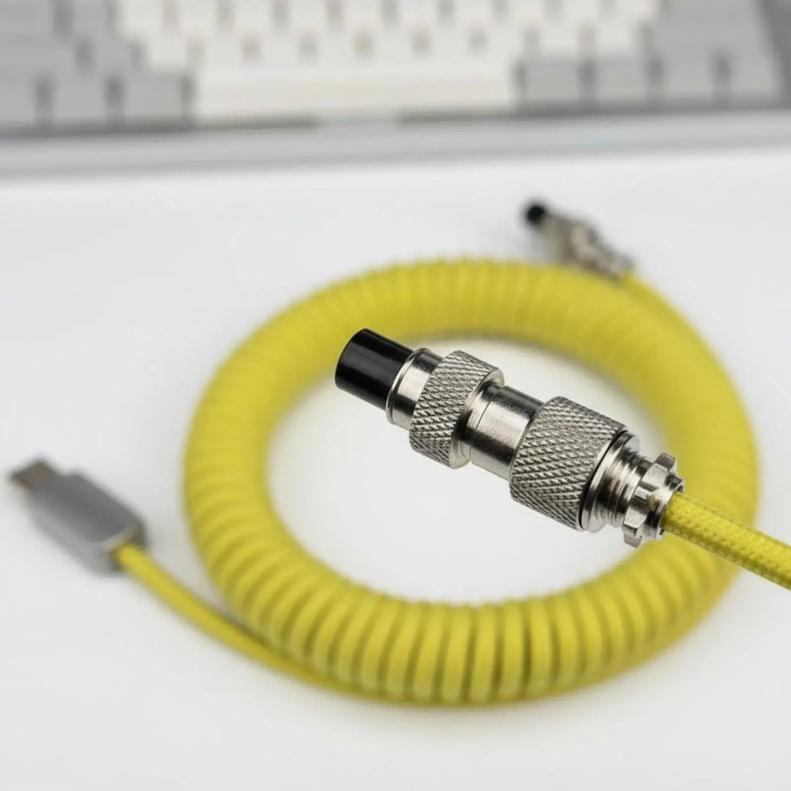 Professional Keyboard Extension Cable Flexible Coil USB to USB C Shielded Wire for Office Desktop Computer