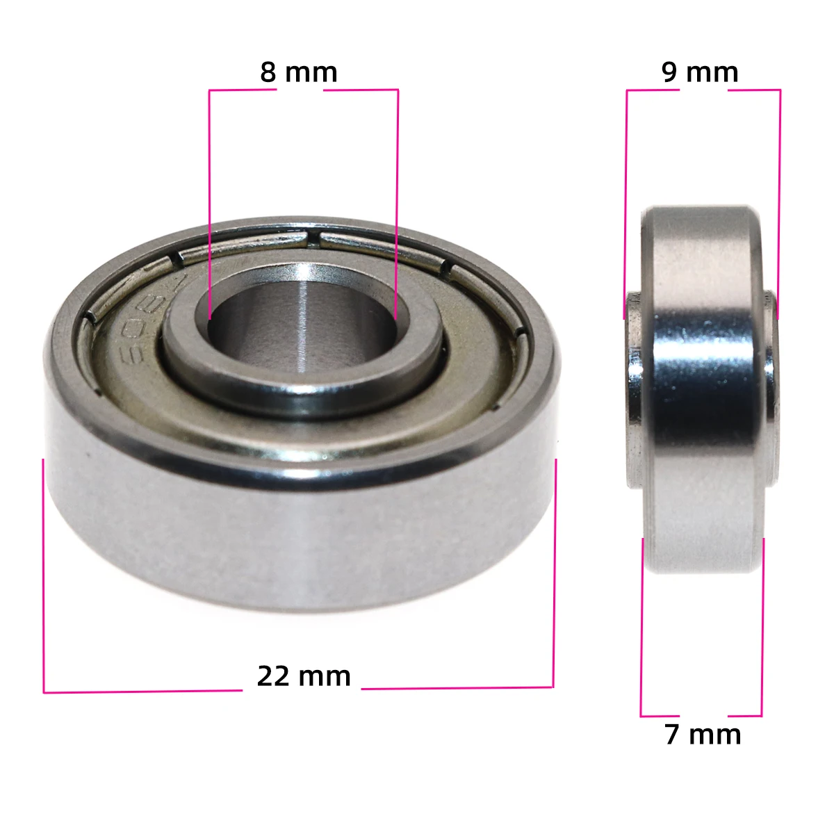 10pcs 608 608ZZ 608-9ZZ 8x22x7x9 Bore Protruding Heightening the inner ring bearing ball bearing with heightened inner ring