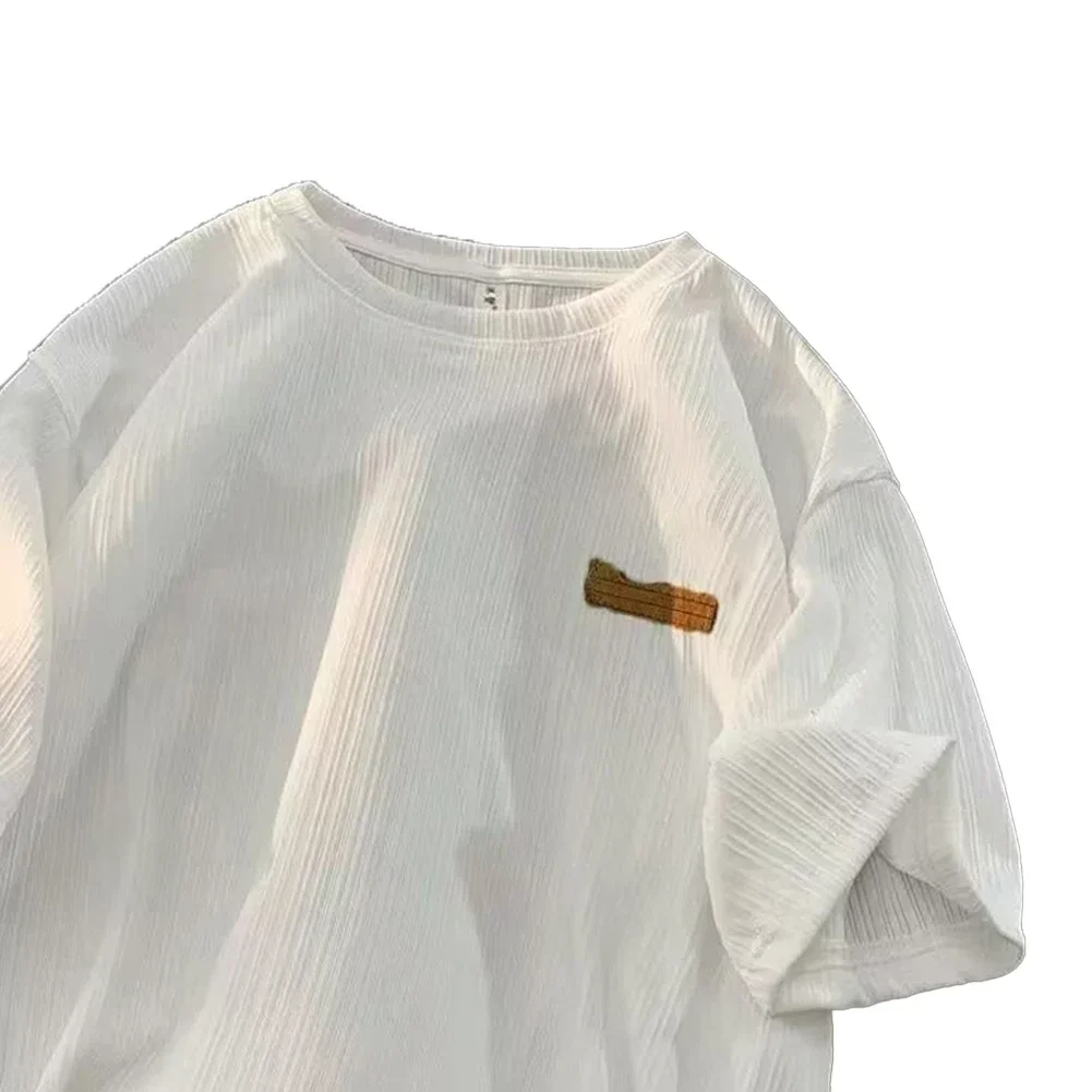 

Basic Casual Short Sleeved L M Breathable Top Solid Color Design Summer Apparel Brand New Condition Casual Outings
