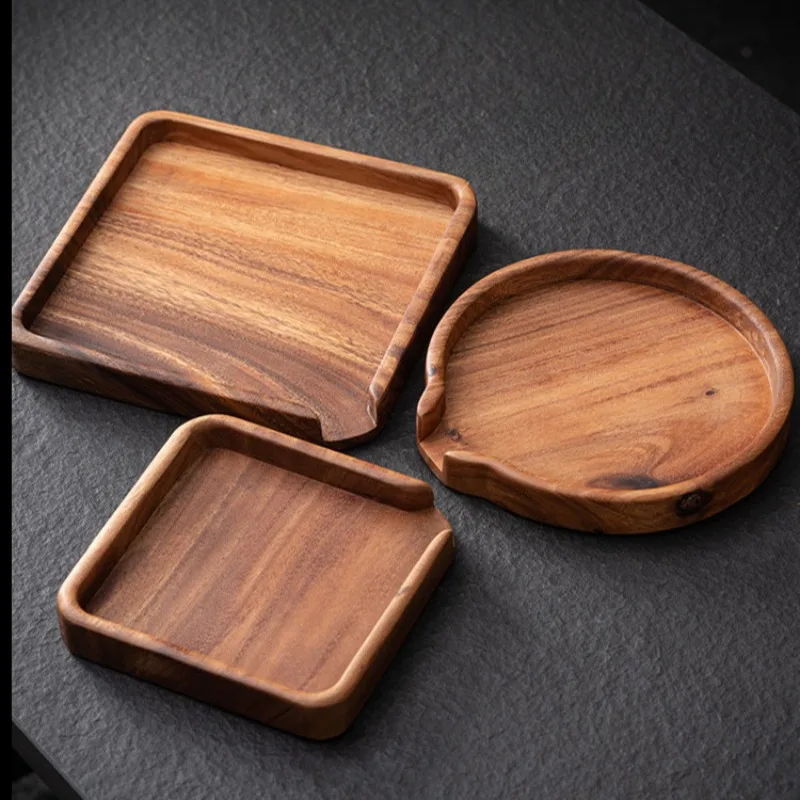 

Поднос для чая из орехового дерева, поднос для чайного торта из цельного дерева, аксессуары для чайной церемонии, простой бытовой поднос для освежения