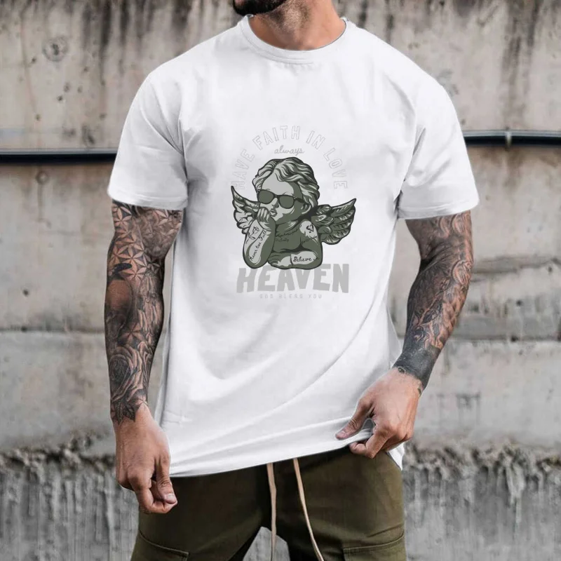 Trendy Sunglasses Angel Heat Transfer White Ink Iron - on Patch, Personalized Tattoo & English Slogan Pattern, Suitable for T - view 2