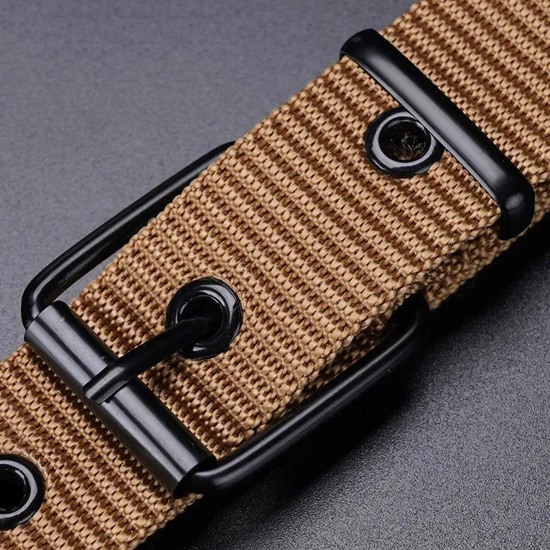 Perforated needle buckle canvas belt Men's fashion all-in-one belt Student youth extended jeans with women's fashion nylon belts