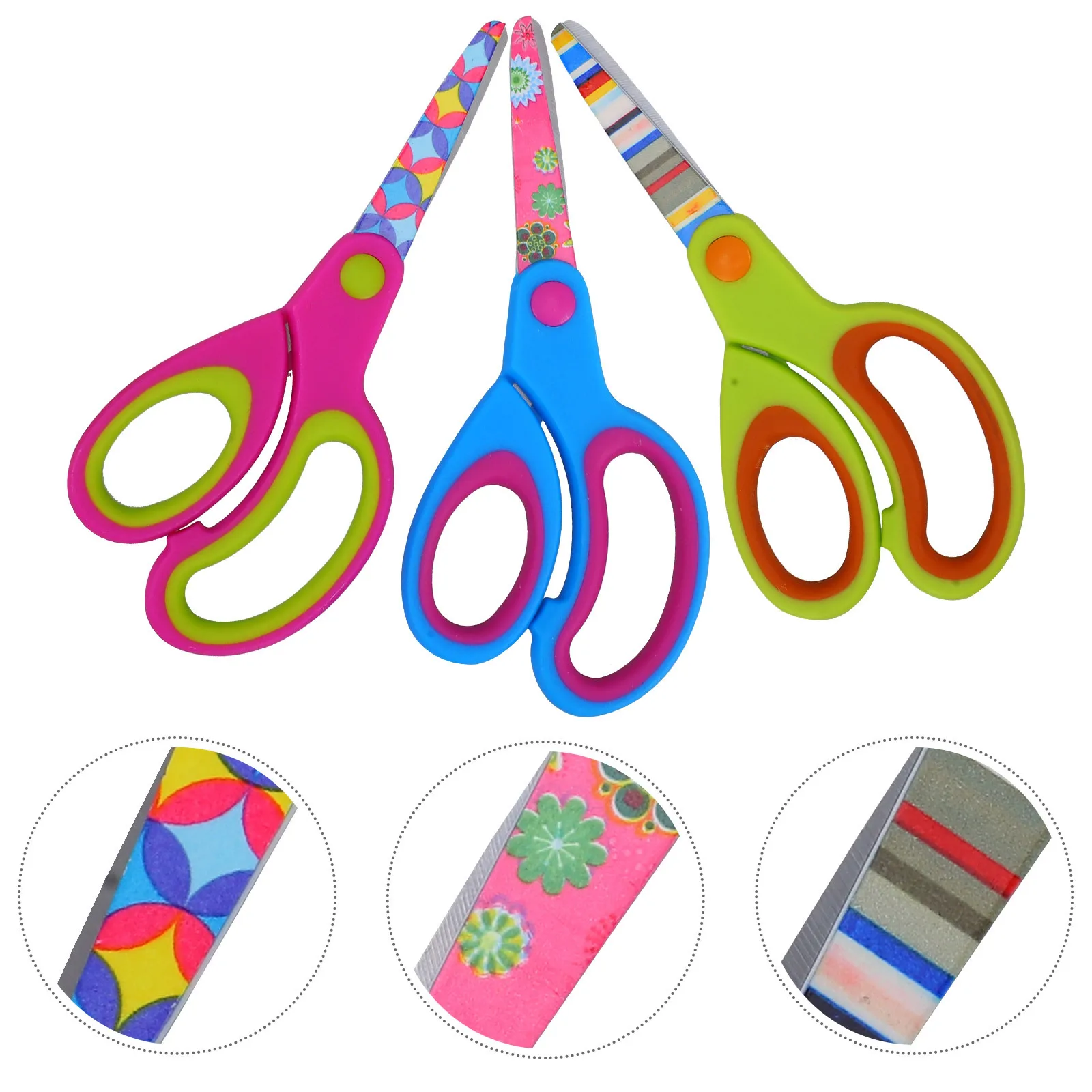 

3Pcs Multifunctional Kids Safety Scissors Small Crafting Scrapbooking Cutting Tool Preschool Toddler Bulk School Supplies