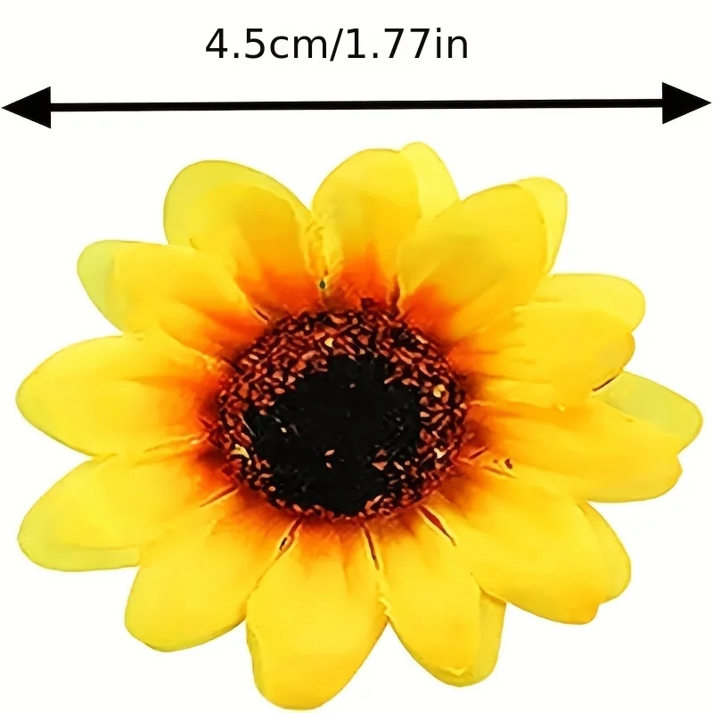 100pcs 4.5cm Mini Artificial Flower Silk Sunflower Head DIY Wreath Scrapbooking Gift Box Yellow Artificial Daisy Head