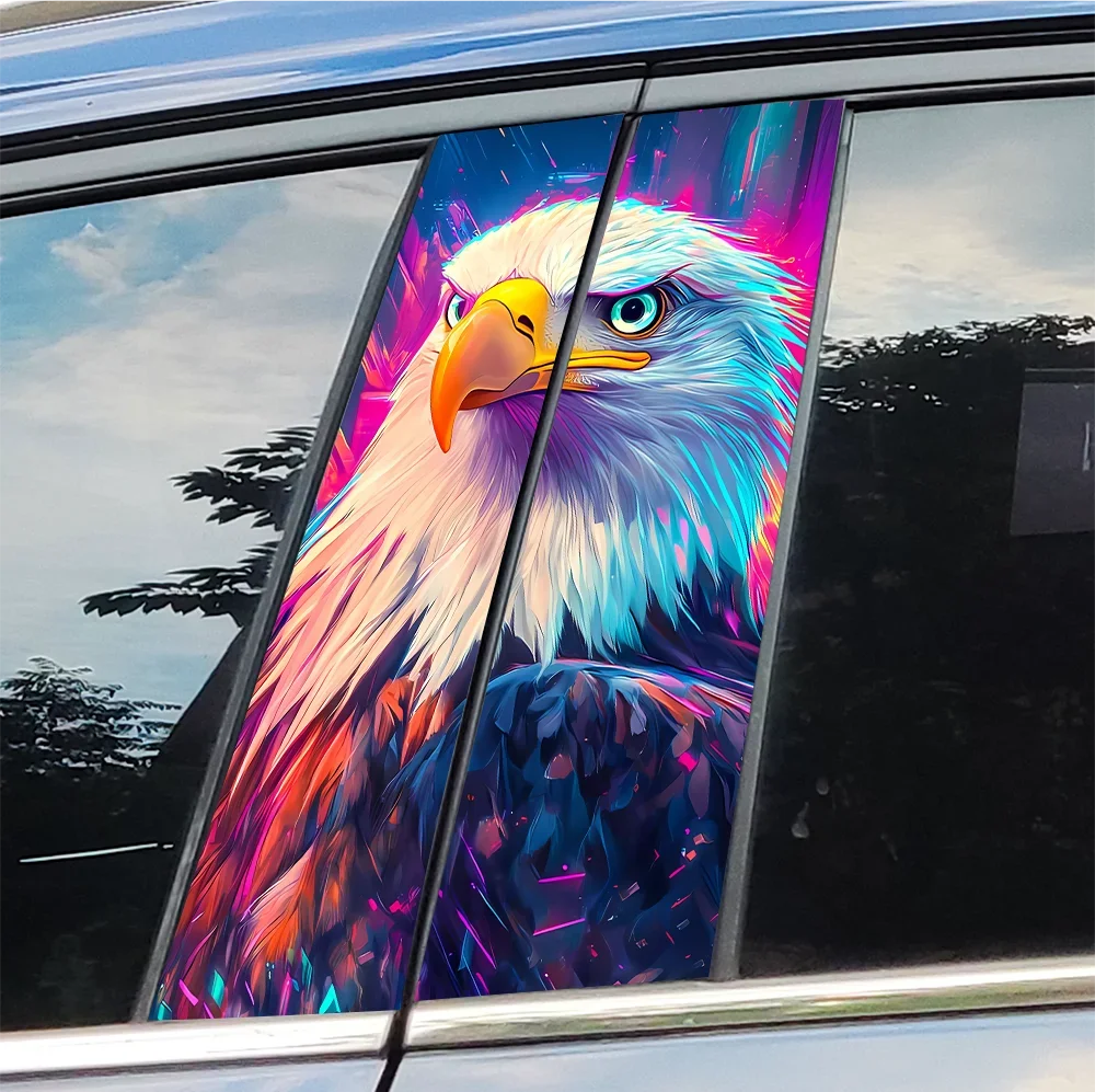 

White Eagle Car Stickers Waterproof Auto B Pillar Decor Cover Scratches Durable Car Door Pillar Sunscreen Vinyl Decal Accessorie