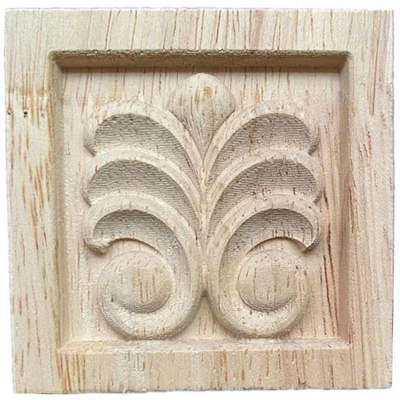 7cm Onlay Wood Applique Decal Corner Home Cabinet Window Unpainted Antique Modern Ornamental European Decoration Wooden