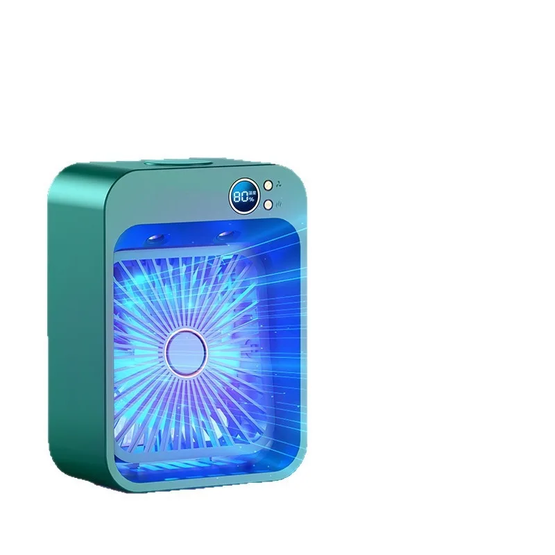 Digital ice mist fan, household refrigeration small electric fan, charging silent humidification spray small fan