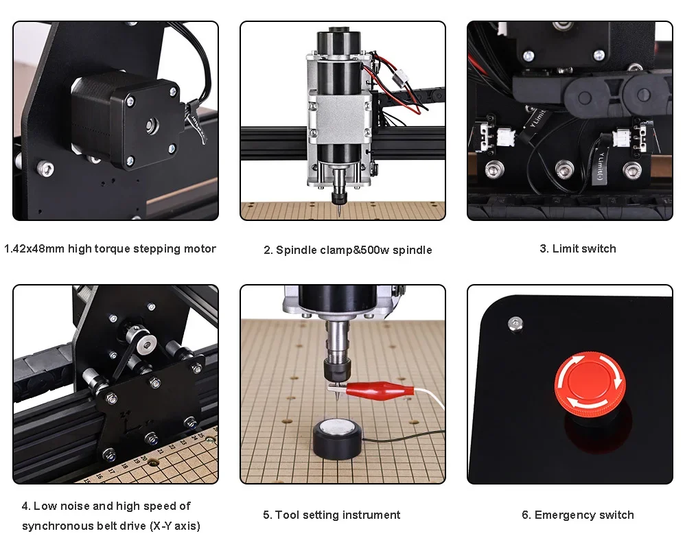 500W Spindle CNC Router Machine, 4540 3 Axis Engraving Machine 430 x 390mm Working Area GRBL DIY Milling Wood Metal Acrylic MDF