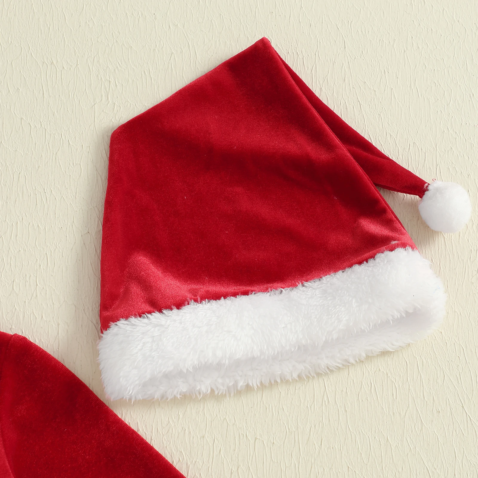 Рождественский комбинезон для маленьких девочек, плюшевые лоскутные комбинезоны с длинными рукавами и милый комплект шляпы Санта-Клауса для одежды для малышей