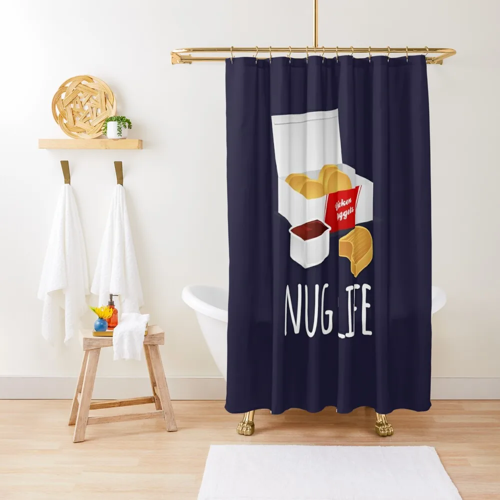 Nug Life - Chicken Nuggets Shower Curtain Bathroom Deco Bathroom Fabric Anime Bathroom Curtain