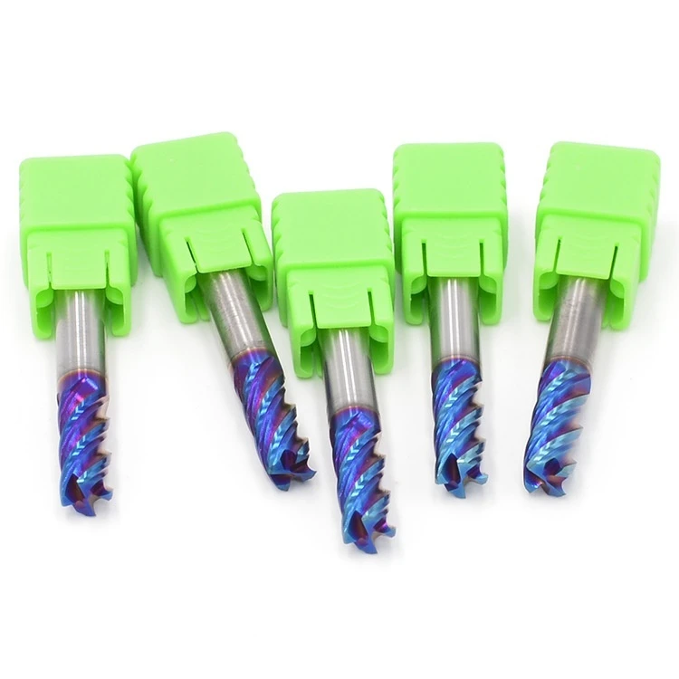 65HRC Tungsten Steel 4 Flute Blue Nano Coating Carbide End Mill Cutter CNC Tool for Stainless Steel Titanium Alloy