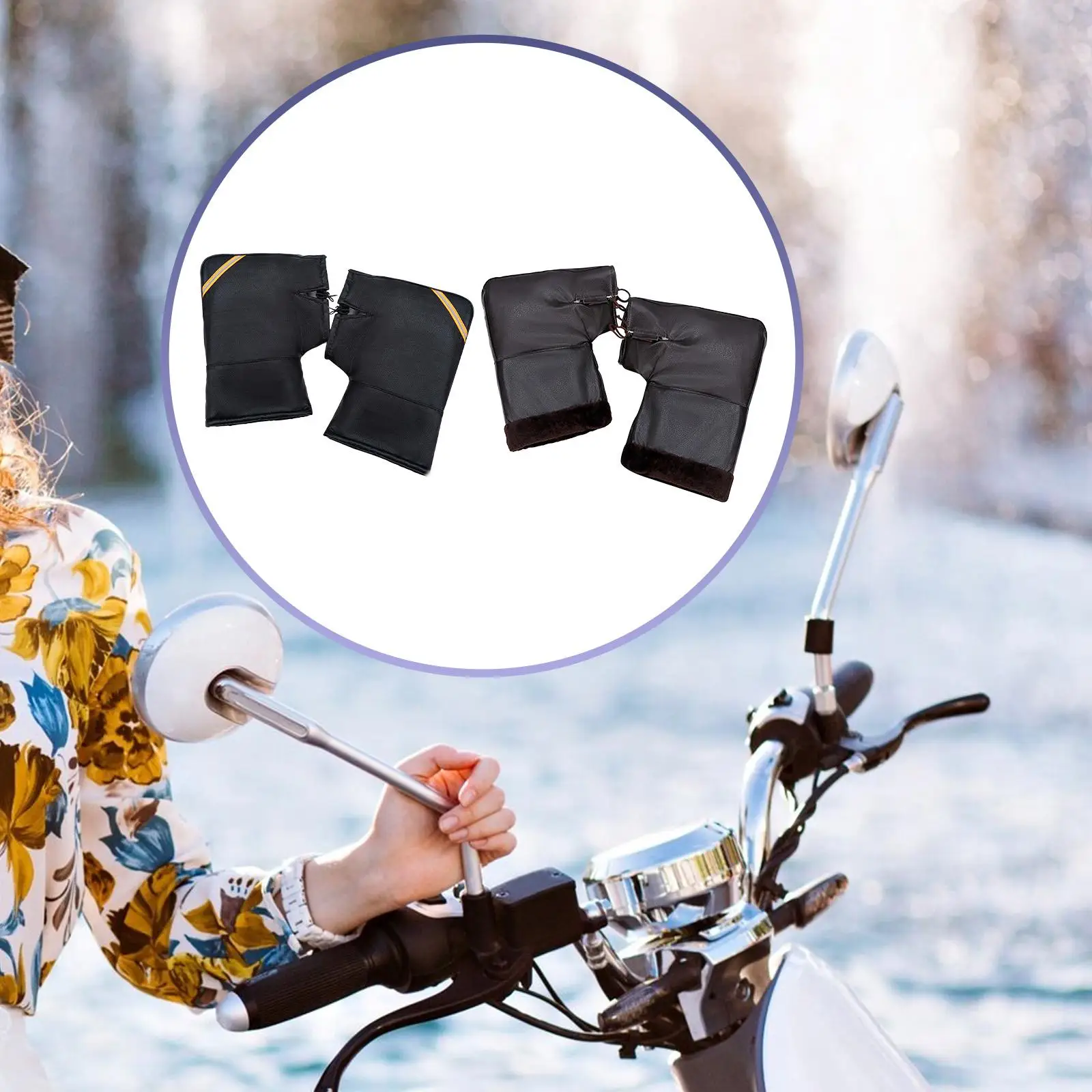 

Motorcycle Handlebar Gloves Mittens Windproof Waterproof Handlebar Sleeves Universal Hands Warmer Mitts for Motorbike