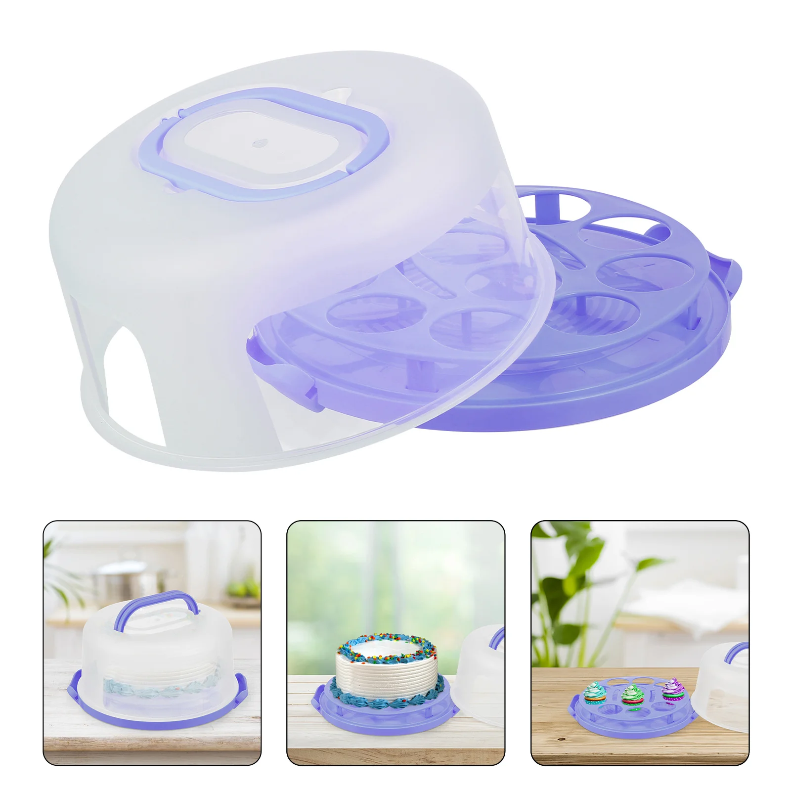 1 pçs caixa de bolo alça portátil à prova de vazamento design de bloqueio material pp reutilizável recipiente de armazenamento de bolo caixa de cupcake