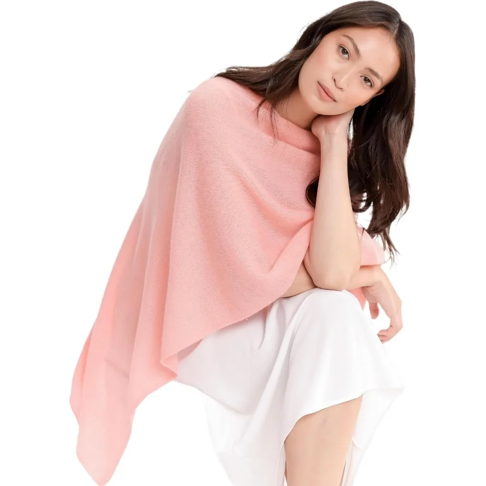 100% Cashmere Luxe Poncho - Lightweight, Soft, Cozy Dress Topper - Versatile Cashmere Wrap - Perfect Gift for Her