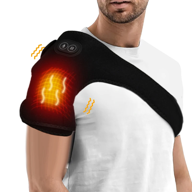 وسادة تدفئة الكتف المحمولة ومدلك، لفافة كتف اهتزاز التسخين، دعامة كتف لتخفيف الآلام، دعم الكفة الدوارة