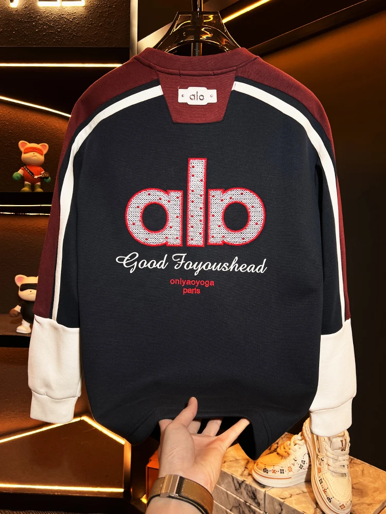 

Trendy American Loose Sweatirt 2025 Autumn Winter New Men's Embroidered Patchwork Long Sve Top Haome Jaet Men's Clo...