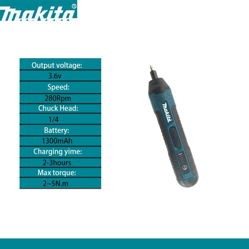 Makita Cordless Electric Screwdriver - 1300 mAh Rechargeable Electric Drill Multi-functional…