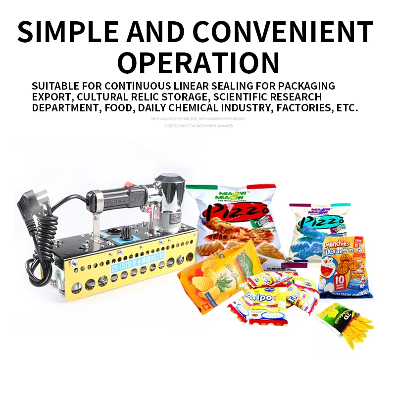 3.3m/min Portable Semi-automatic Chain-moving Large Bag Wide-side Aluminum Foil Bag Compound Plastic Bag Sealing Machine ZS-100