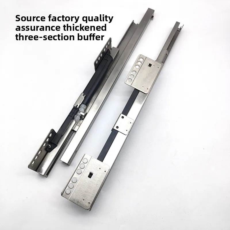 Three Stage Stainless Steel Undermount Drawer Slides Soft Close Damping Rails Inch Mm Pair Cabinet Baskets Furniture Drawers