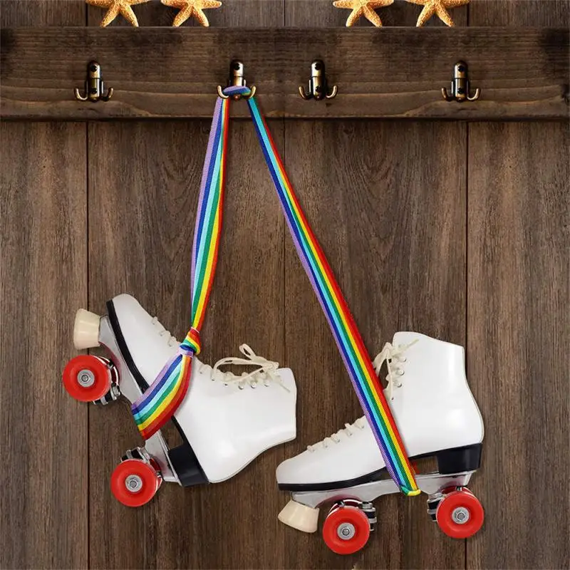 New 2 Piece Rainbow Skate Strap Adjustable Skate Boot Strap Skate Strap Yoga Mat Strap Multipurpose Skate Roller Hand Strap