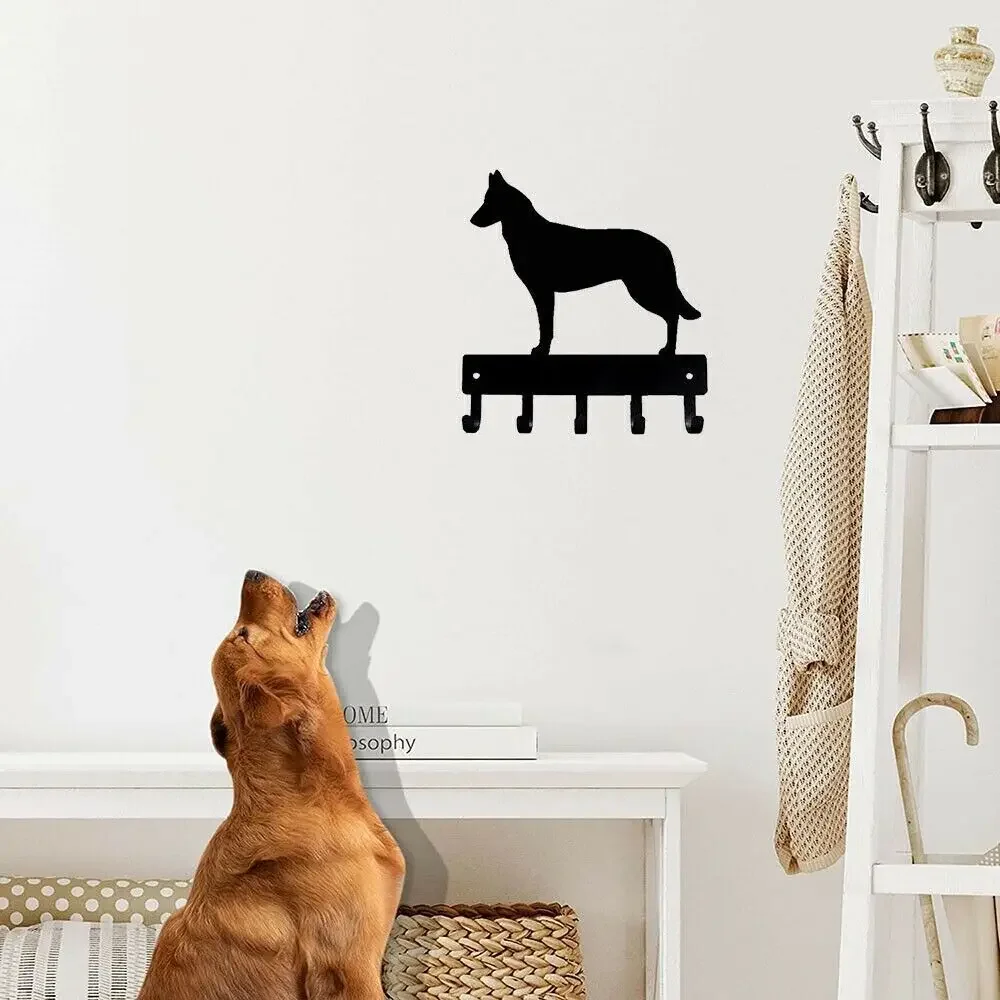 CIFBUY Belgian Malinois Dog Metal Wall Hook Iron Key Coat Hanger Rustic Black Home Entryway Storage Decor Ornament Gift