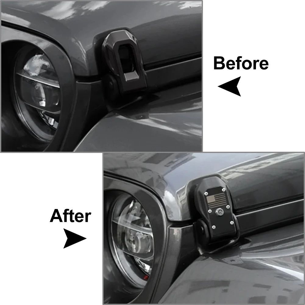 1Pair Black​ Auto Engine Lock Hood Latches Catch For Jeep Wrangler JL 2018-2023 For Gladiator JT 2018-2022 Car Accessories